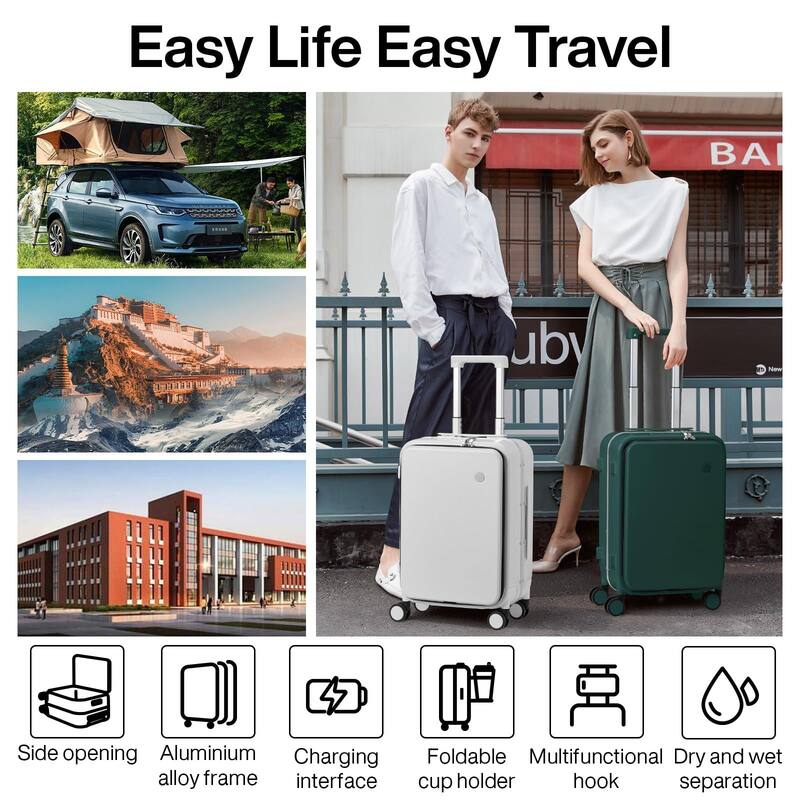 Carry On Luggage mixi Hard Shell com carregador de telefone Cup de